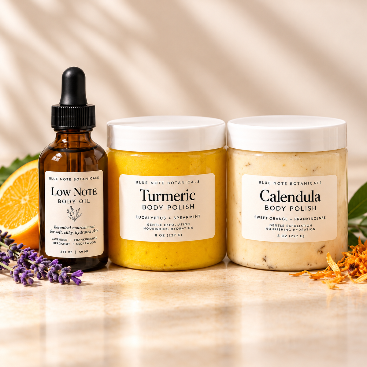 Emulsified Sugar Scrub + Low Note Body Oil Duo